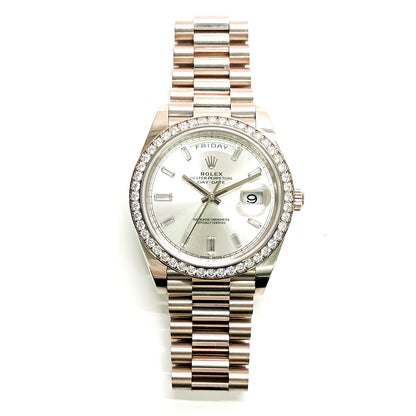 Rolex Day-Date 40mm Silver Diamond Dial 228349RBR (2016)
