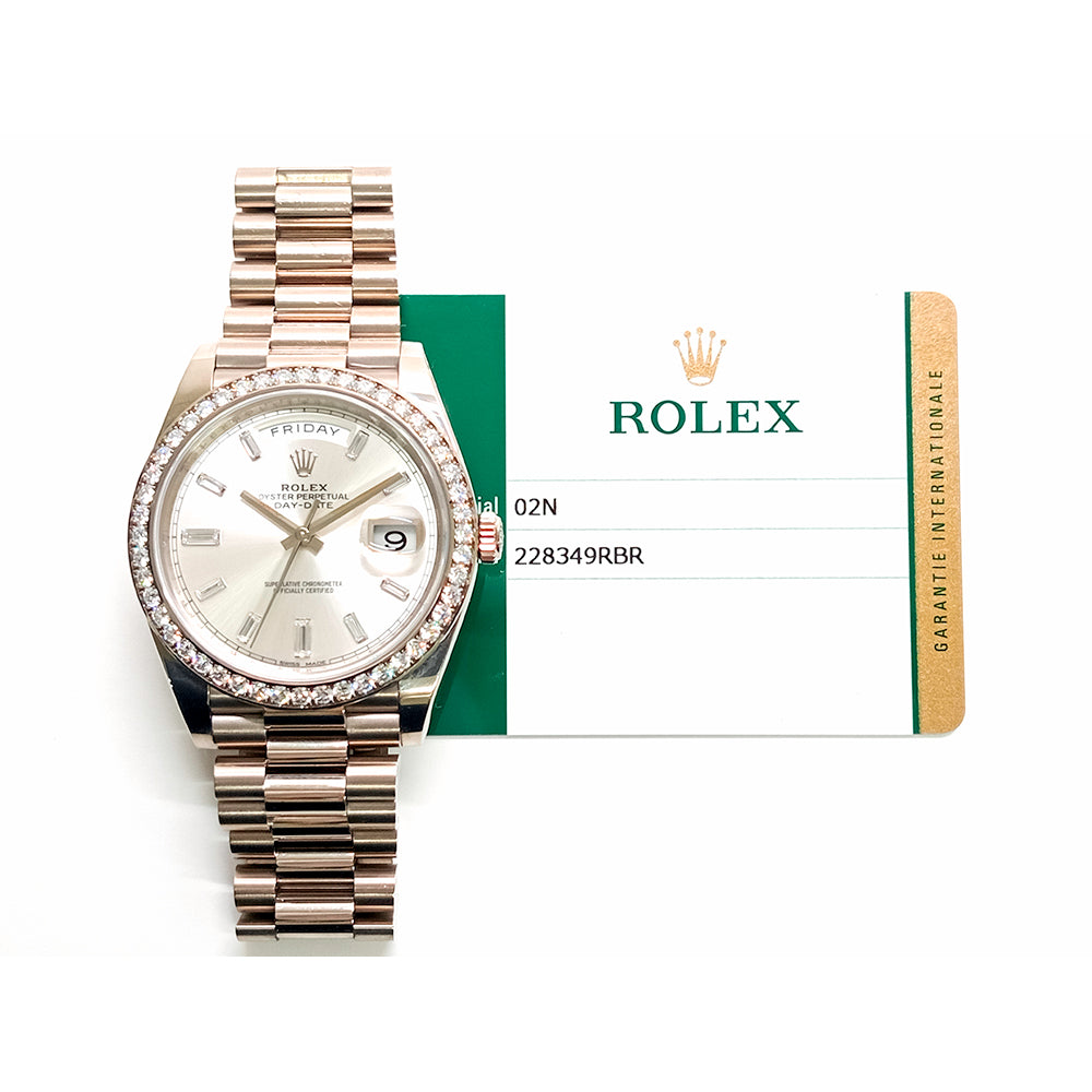 Rolex Day-Date 40mm Silver Diamond Dial 228349RBR (2016)