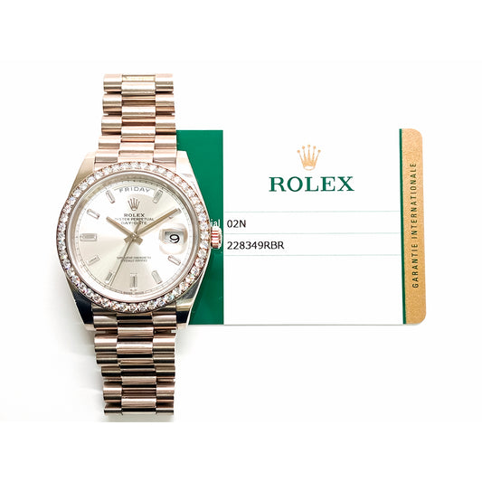Rolex Day-Date 40mm Silver Diamond Dial 228349RBR (2016)