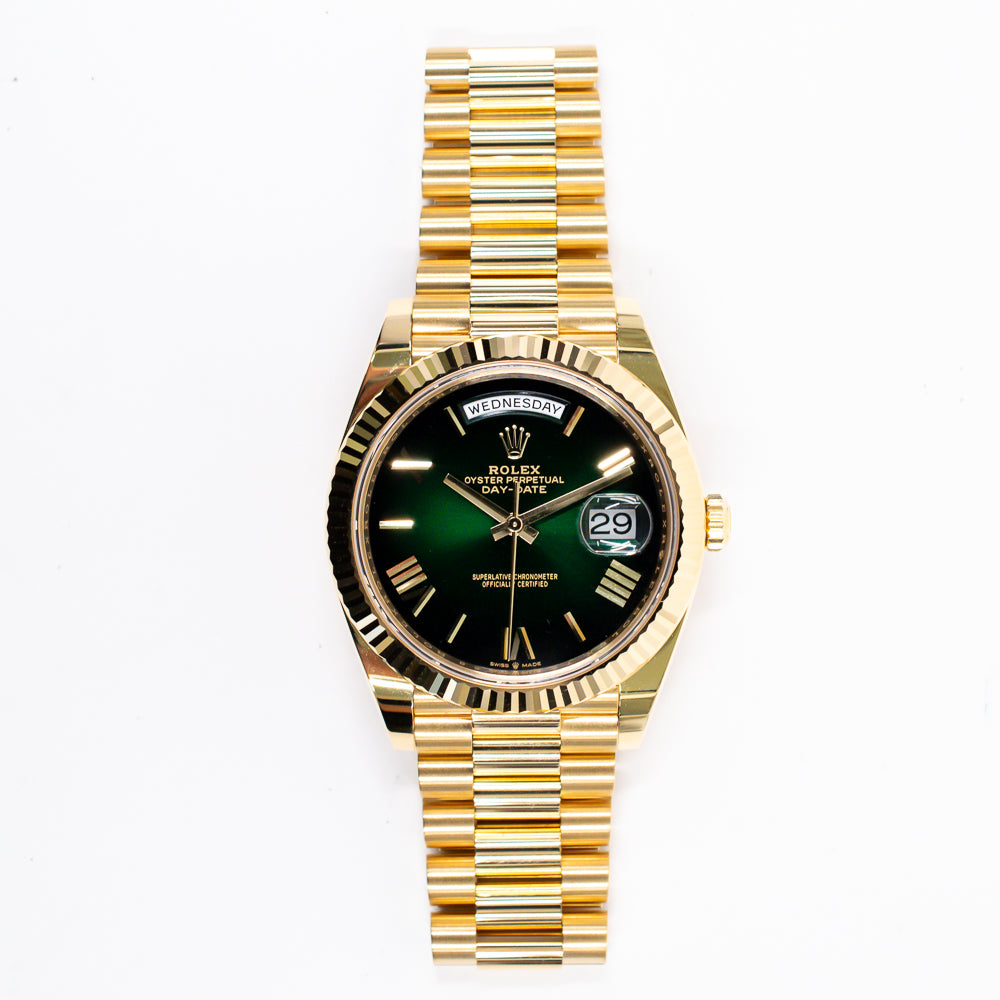Rolex Day-Date 40mm Green Ombre Roman Dial 228238 (2025)