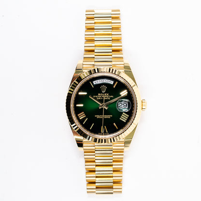 Rolex Day-Date 40mm Green Ombre Roman Dial 228238 (2025)