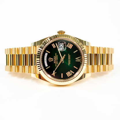 Rolex Day-Date 40mm Green Ombre Roman Dial 228238 (2025)
