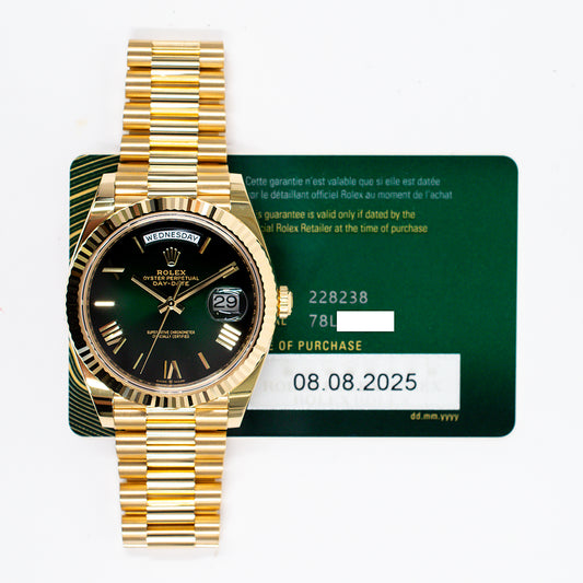 Rolex Day-Date 40mm Green Ombre Roman Dial 228238 (2025)