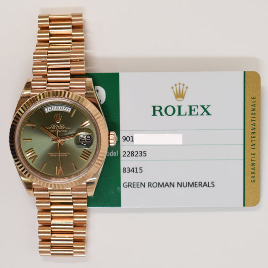Rolex Day-Date Olive Green Roman Dial 228235A (2018)