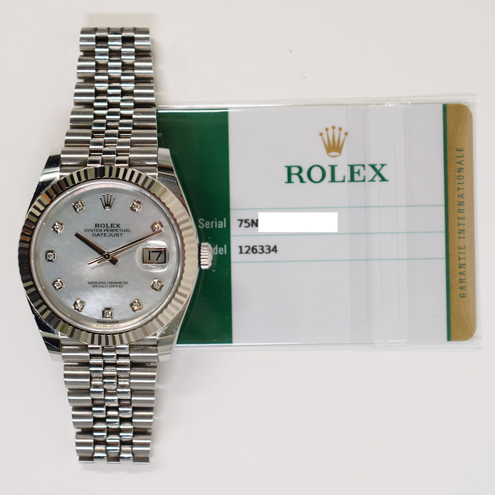 Rolex Datejust 41mm Mop Diamond Dial 126334NG (2018)