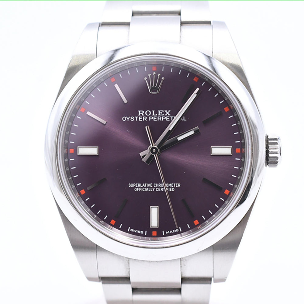 Rolex Oyster Perpetual 39mm Red Grape Dial 114300 (2019)