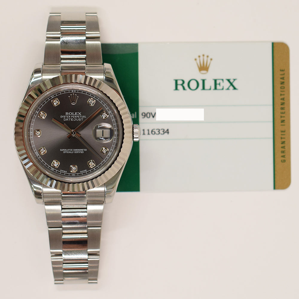 Rolex Datejust II Grey Diamond Dial 116334G (2016)