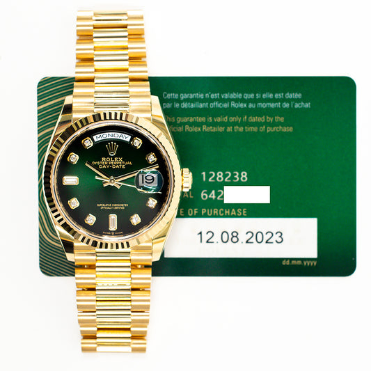 Rolex Day-Date 36mm Green Diamond Dial 128238A (2023)