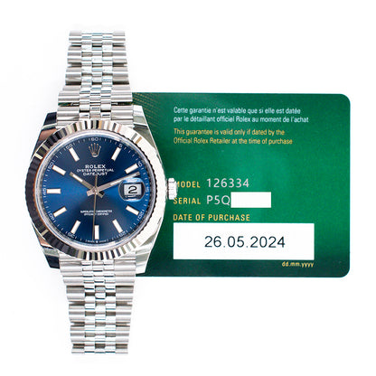 Rolex Datejust 41mm Blue Dial 126334 (2024)
