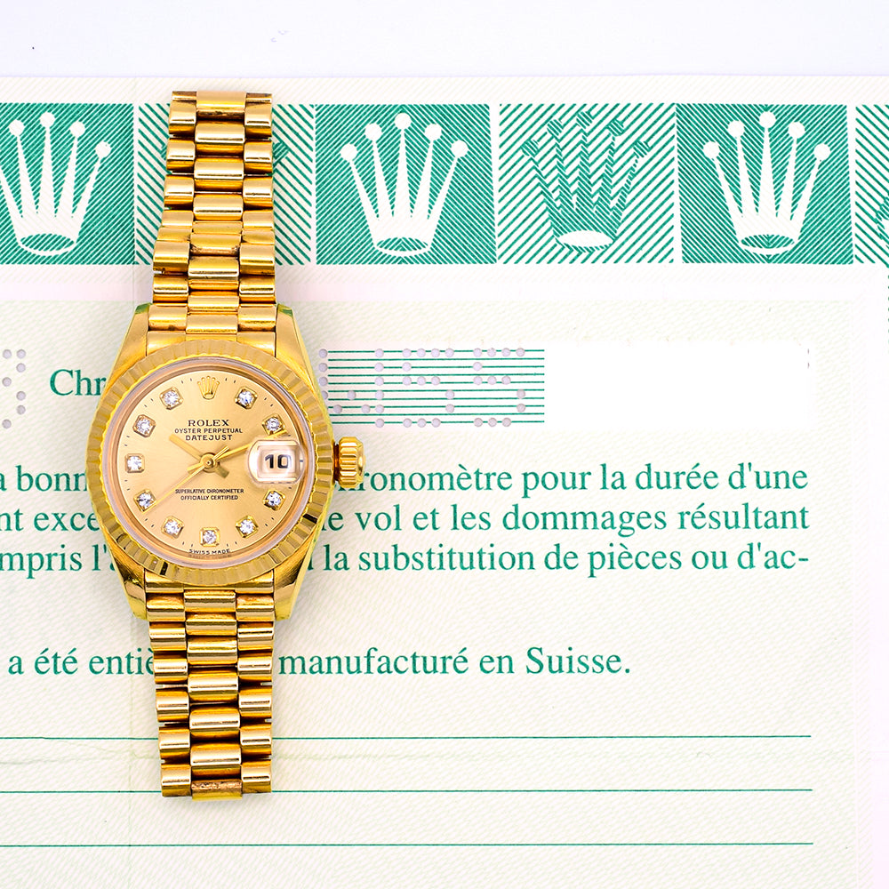 Rolex Datejust 26mm Champagne Diamond Dial 69178