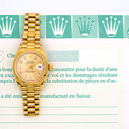 Rolex Datejust 26mm Champagne Diamond Dial 69178