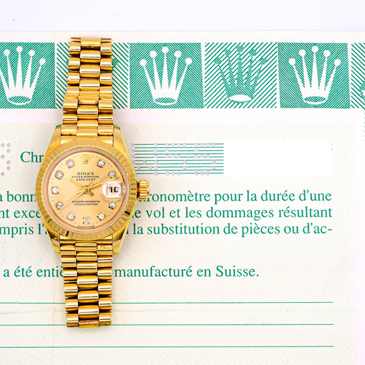 Rolex Datejust 26mm Champagne Diamond Dial 69178