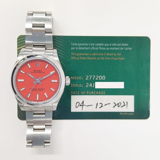 Rolex Oyster Perpetual 31mm Coral Red Dial 277200 (2021)