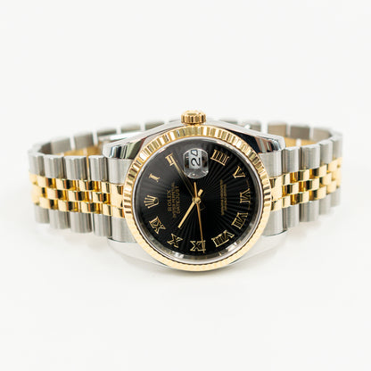 Rolex  Datejust 36mm Black Sunbeam Roman Dial 116233 (2007)