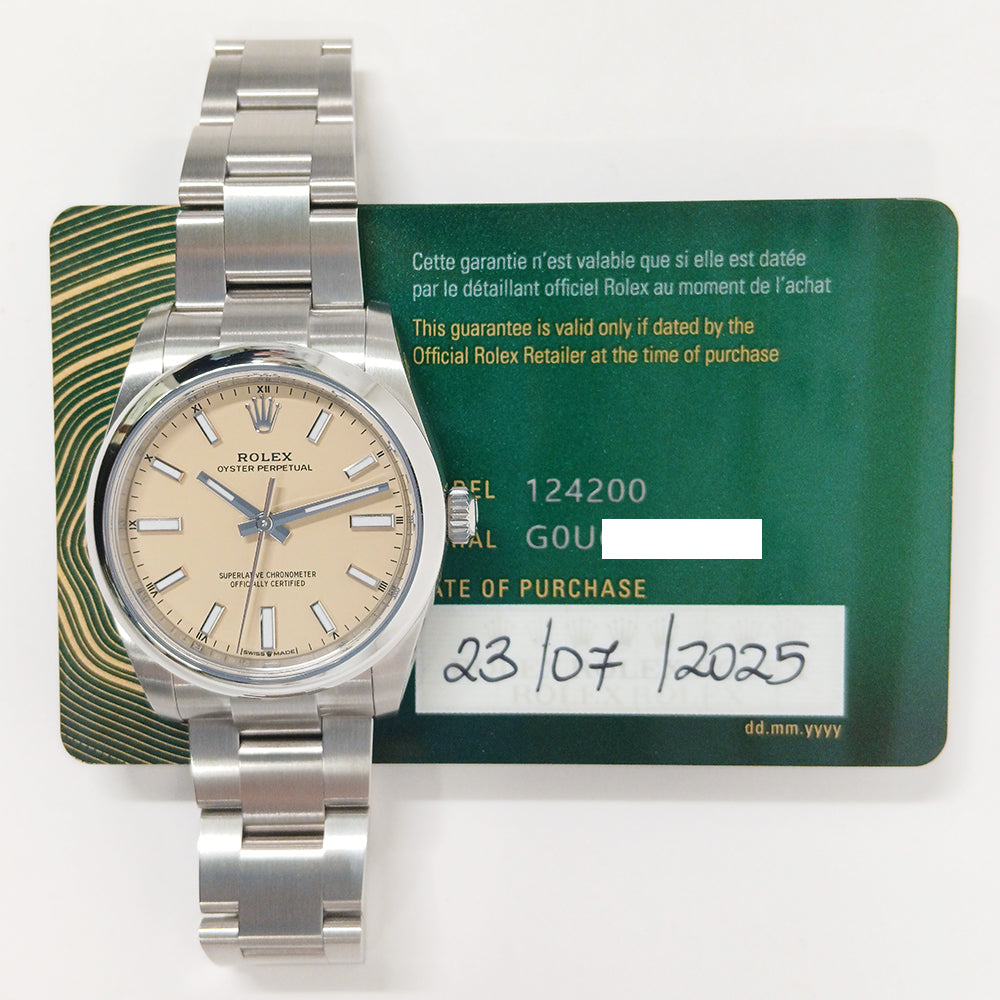 Rolex Oyster Perpetual 34mm Beige Dial 124200 (2025)