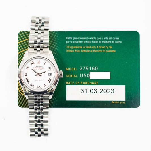 Rolex Datejust 28mm White Roman Dial 279160 (2023)