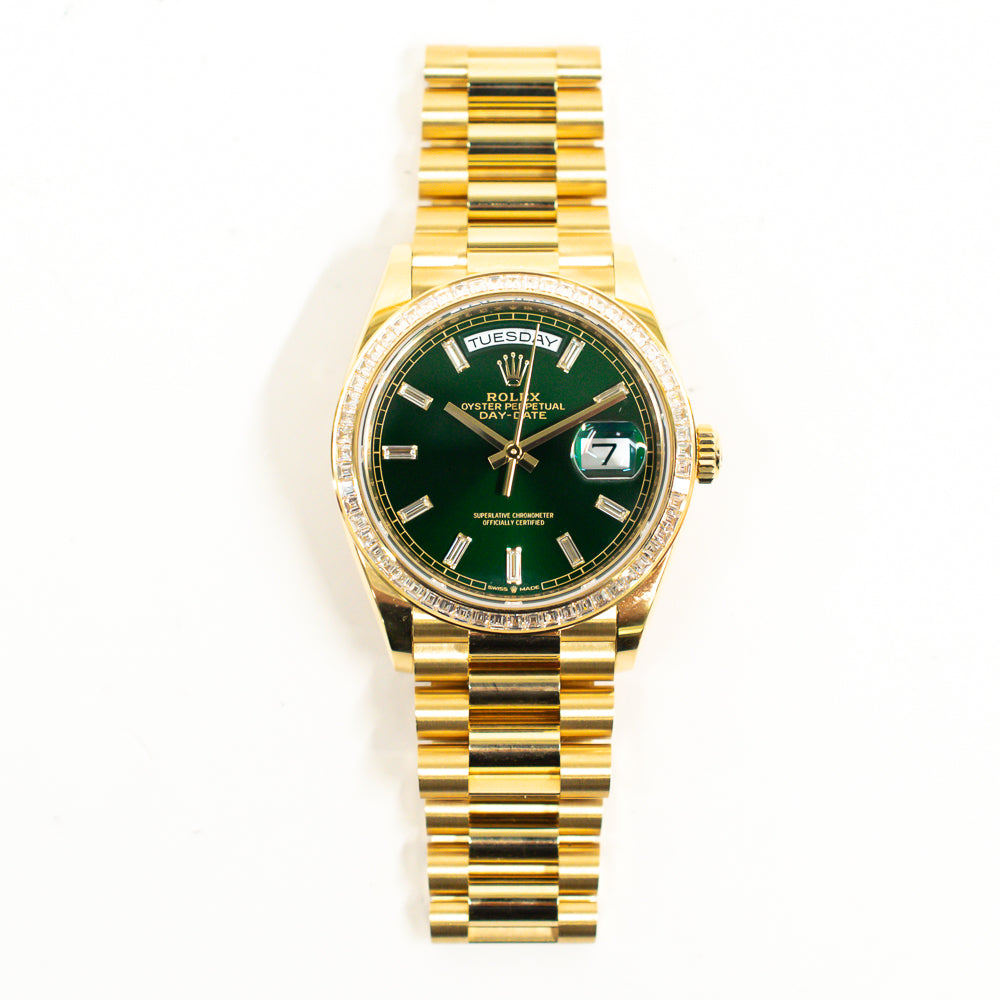 Rolex Day-Date 36mm Green Diamond Dial 128398TBR (2025)