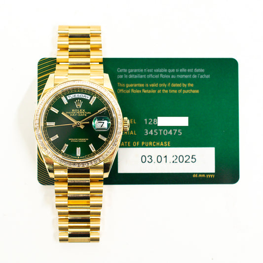 Rolex Day-Date 36mm Green Diamond Dial 128398TBR (2025)