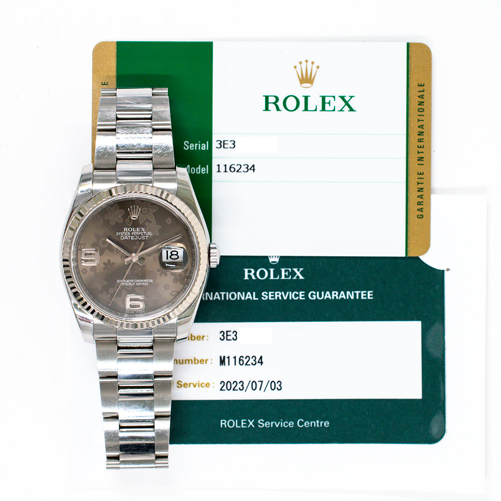Rolex Datejust 36mm Brown Flower Dial 116234 (2017)