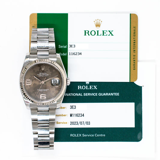 Rolex Datejust 36mm Brown Flower Dial 116234 (2017)