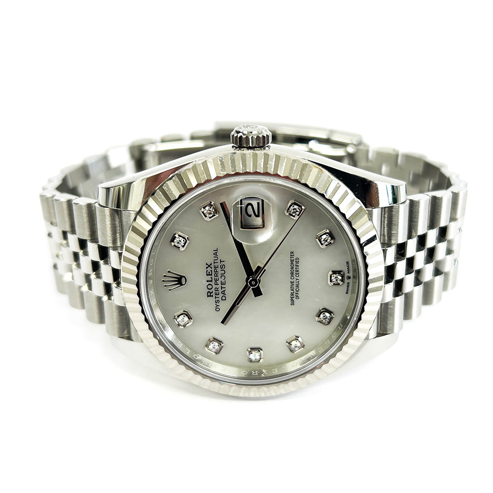 Rolex Datejust 41mm White Mop Diamond Dial Oyster 126334