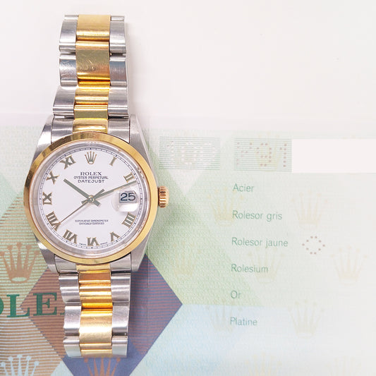 Rolex Datejust 36mm White Roman Dial 16203 (2003)