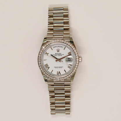 Rolex Day-Date 36mm White Roman Dial 128349RBR (2025)