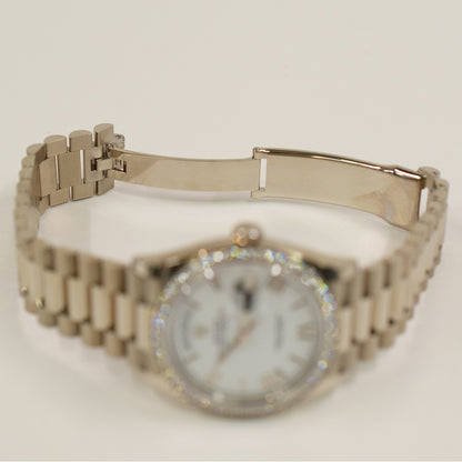 Rolex Day-Date 36mm White Roman Dial 128349RBR (2025)