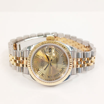 Rolex Lady Datejust 26mm Champagne Sunbeam Roman Dial 179173 (2008)