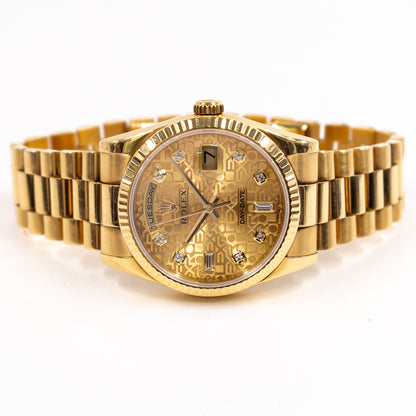 Rolex Day-Date 36mm Champagne Jubilee Diamond Dial 118238A (2008)