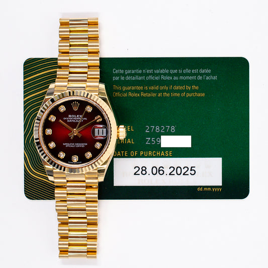 Rolex Datejust 31mm Red Ombre Diamond Dial 278278G (2025)