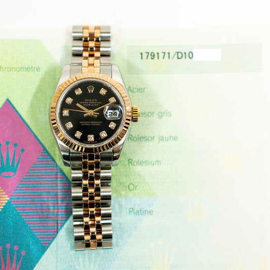 Rolex Datejust 26mm Black Diamond Dial 179171G (2005)