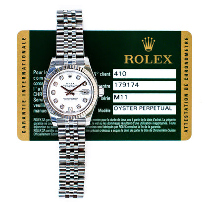 Rolex Lady Datejust 26mm White Diamond Dial 179174G (2011)