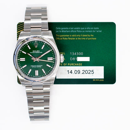 Rolex Oyster Perpetual 41mm Green Dial 134300 (2025)