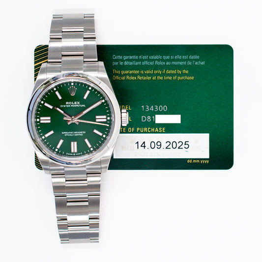 Rolex Oyster Perpetual 41mm Green Dial 134300 (2025)