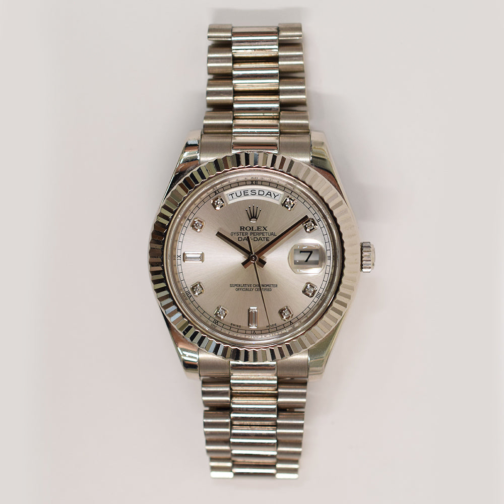 Rolex Day-Date Silver Diamond Dial 218239A (2011)