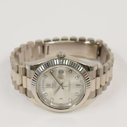 Rolex Day-Date Silver Diamond Dial 218239A (2011)