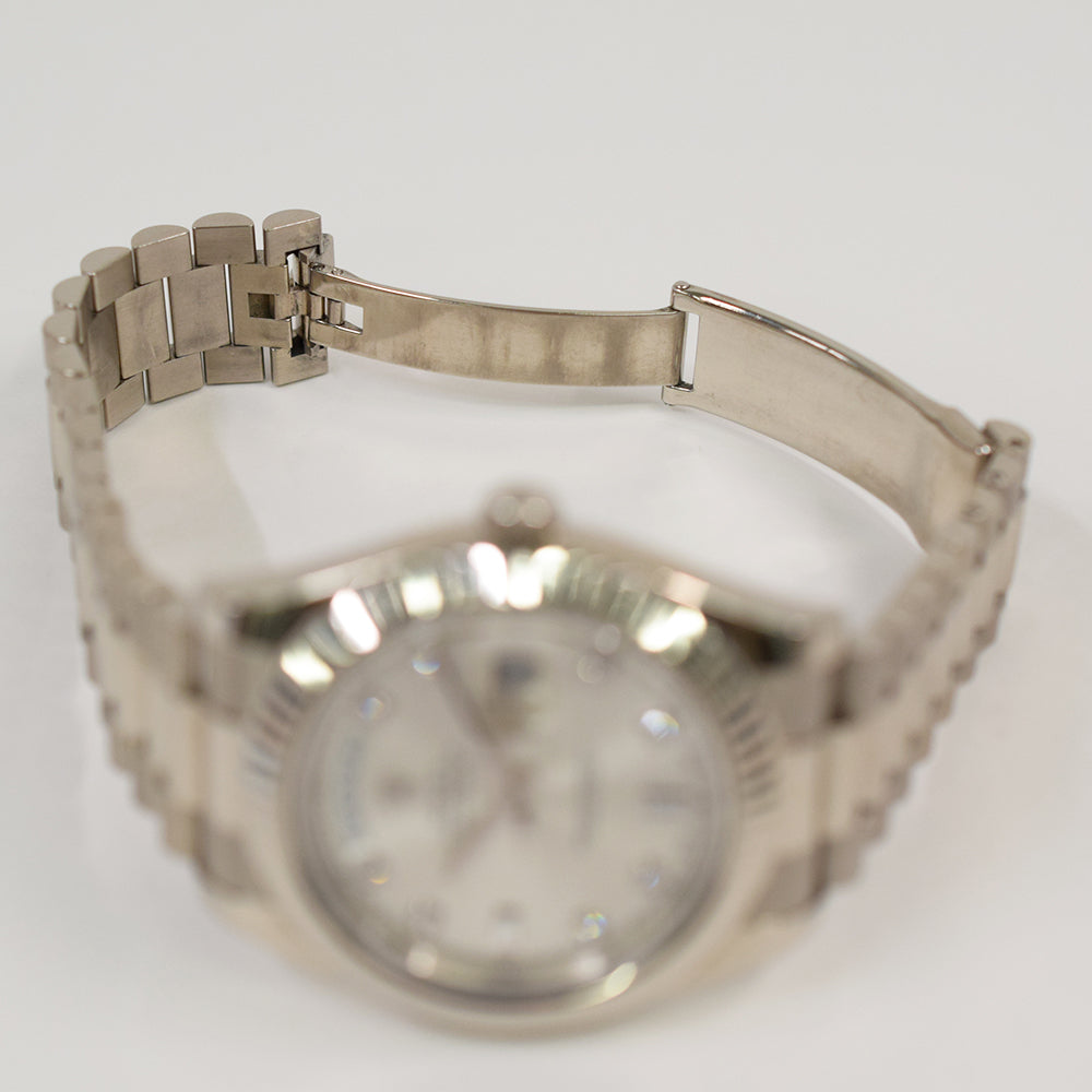 Rolex Day-Date Silver Diamond Dial 218239A (2011)