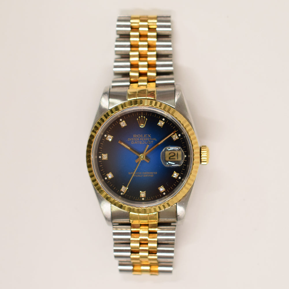 Rolex Datejust 36mm Blue Ombre Diamond Dial 16233G (1999)