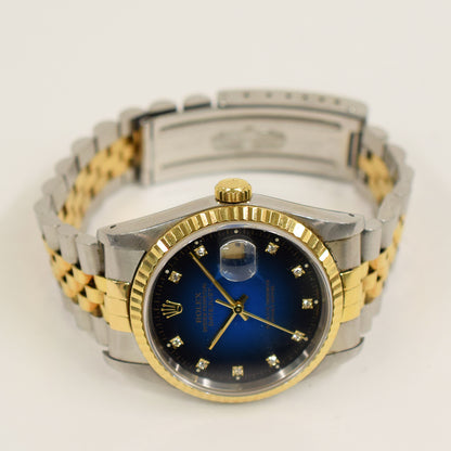 Rolex Datejust 36mm Blue Ombre Diamond Dial 16233G (1999)
