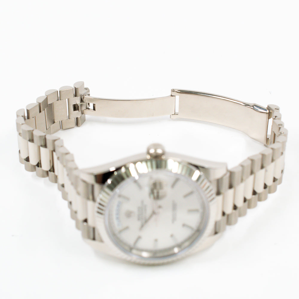 Rolex Day-Date 40mm Silver Stripes Dial 228239 (2021)