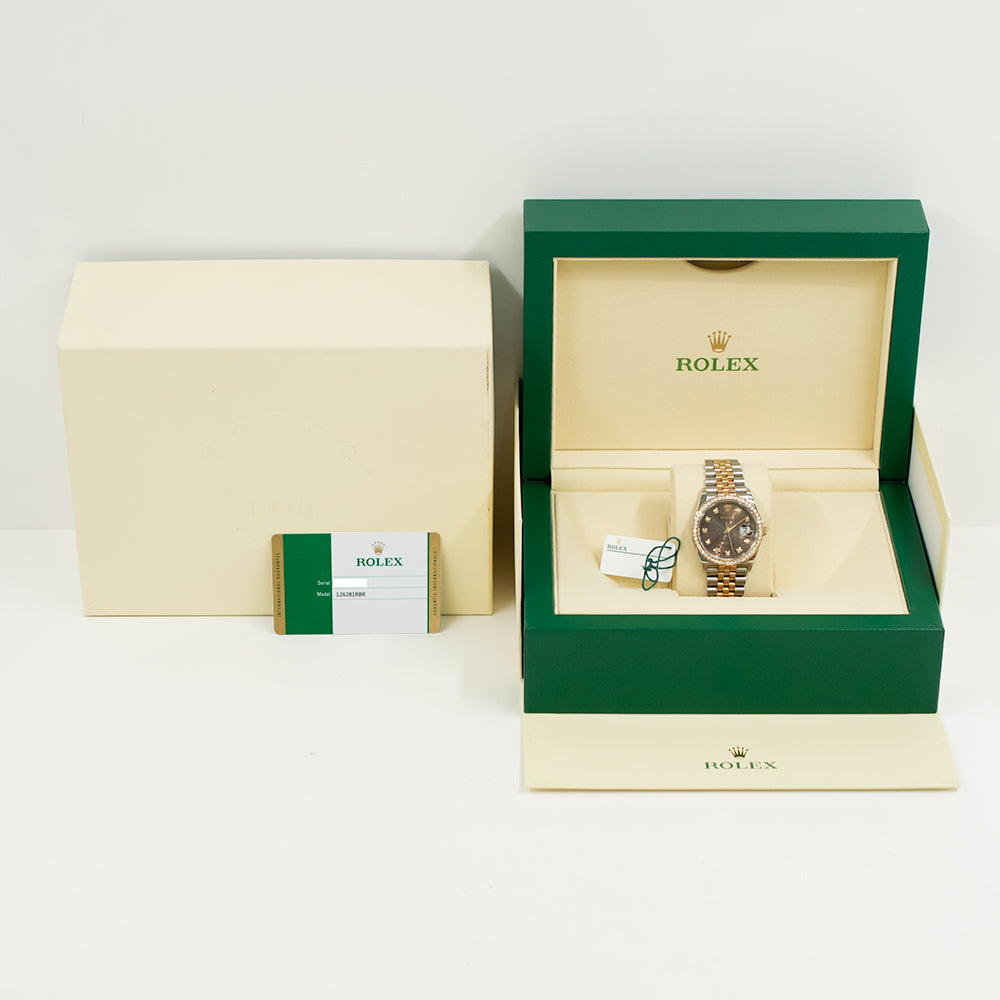 Rolex Datejust 36mm Chocolate Jubilee Diamond Dial 126281RBR (2018)