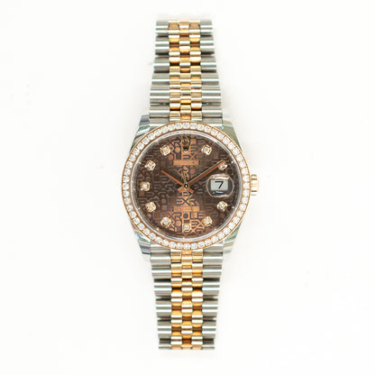 Rolex Datejust 36mm Chocolate Jubilee Diamond Dial 126281RBR (2018)