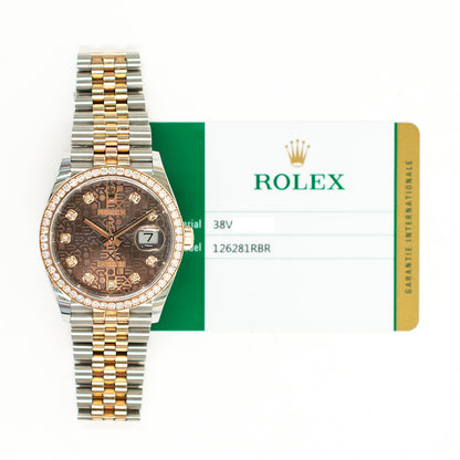 Rolex Datejust 36mm Chocolate Jubilee Diamond Dial 126281RBR (2018)