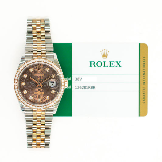 Rolex Datejust 36mm Chocolate Jubilee Diamond Dial 126281RBR (2018)