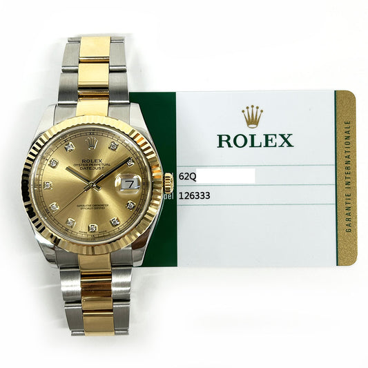 Rolex Datejust 41mm Champagne Diamond Dial Oyster 126333