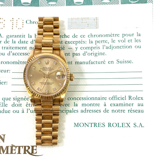 Rolex Datejust 31mm Champagne Diamond Dial 68278