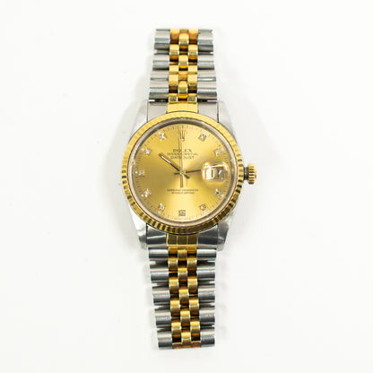 Rolex Datejust 36mm Champagne Diamond Dial 16233G