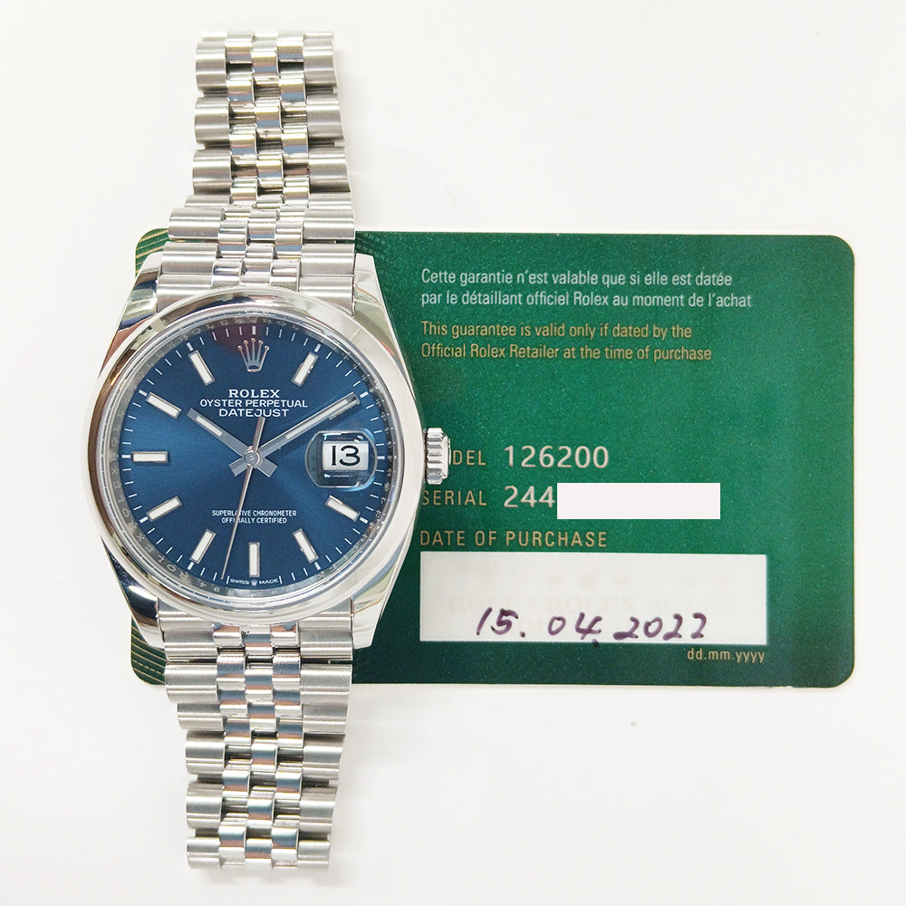 Rolex Datejust 36mm Blue Dial 126200 (2022)