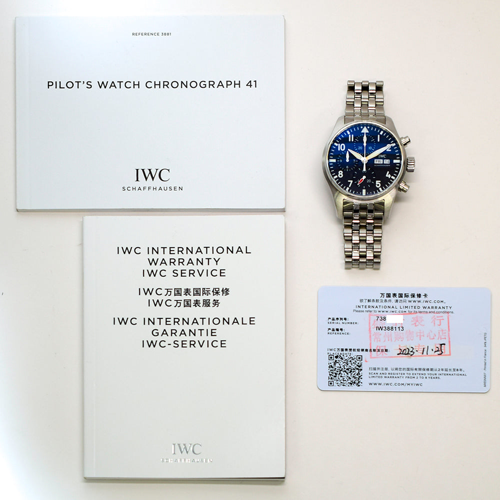 Pilot's Watch 41mm Chronograph Stainless Steel Black Dial IW388113 (2023)